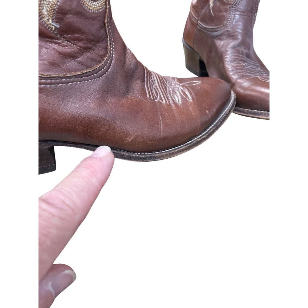 Nocona Mens Brown leather mid calf western boots sz 9D SKU 9628 - Picture 14 of 16